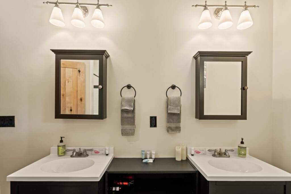 Downstairs bathroom double vanity